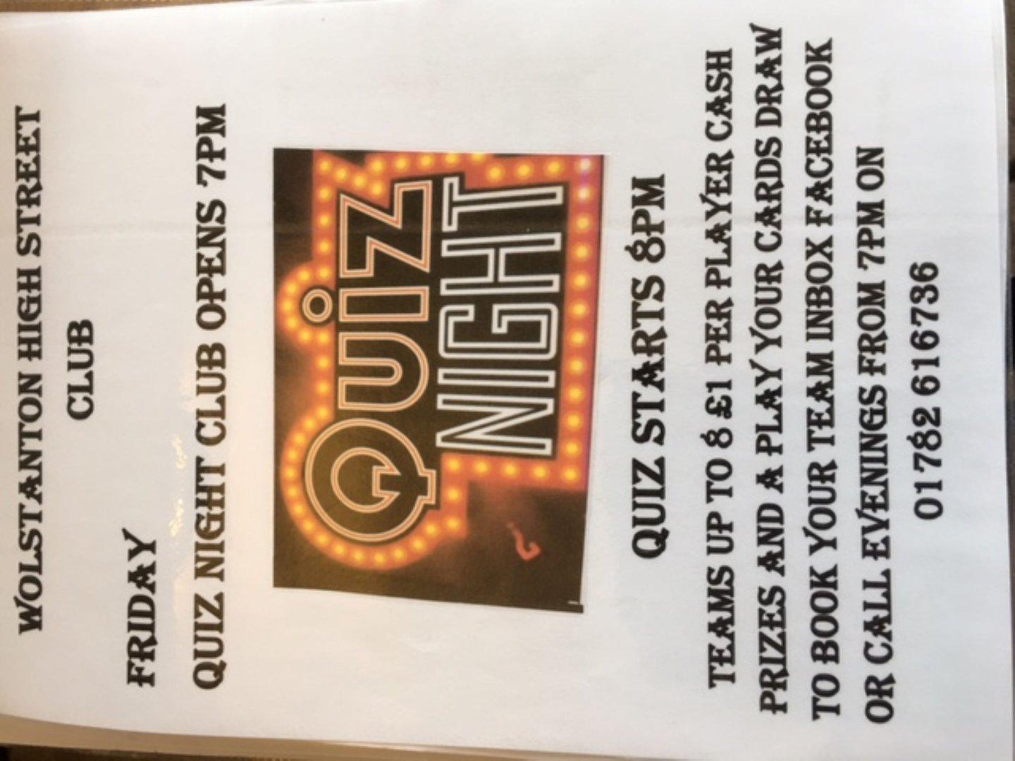 (FRIDAY 23rd MAY) <br>
(QUIZ NIGHT)